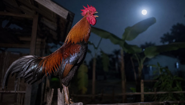 Ayam Berkokok di Malam Hari